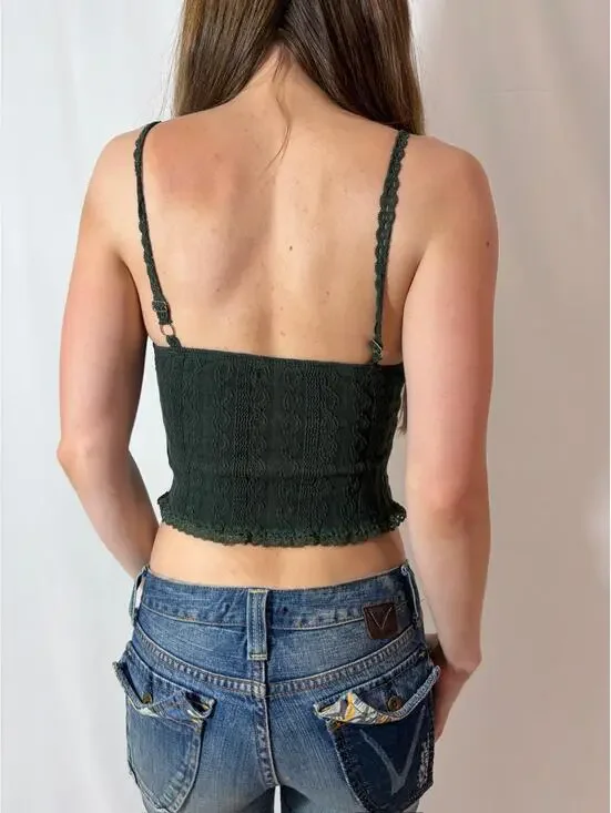 Forest Green Edikted Sweetheart Cropped Cami - Picture 5 of 8